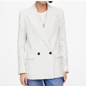 MADEWELL Relaxed Blazer in Pinstripe Linen Blend NU290 NWT Size 6 Oversized